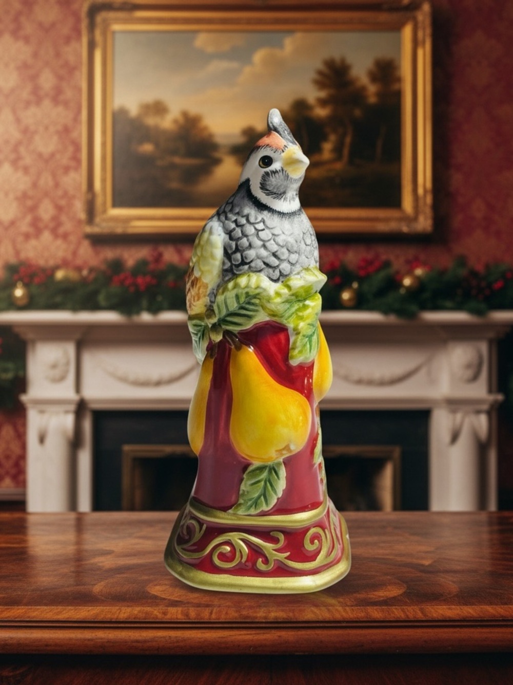 Fitz and Floyd Hand-Painted Partridge in a Pear Tree Dinner Bell 2004 2005